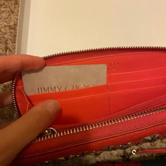 Jimmy Choo Star Wallet Pink/Red with Rhinestones & Original Packaging - Picture 5 of 12